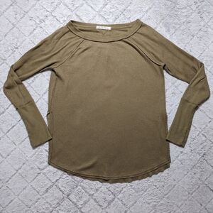 Free People Snowy Thermal Tunic Top Women's Medium Sunstone Green Thumbholes